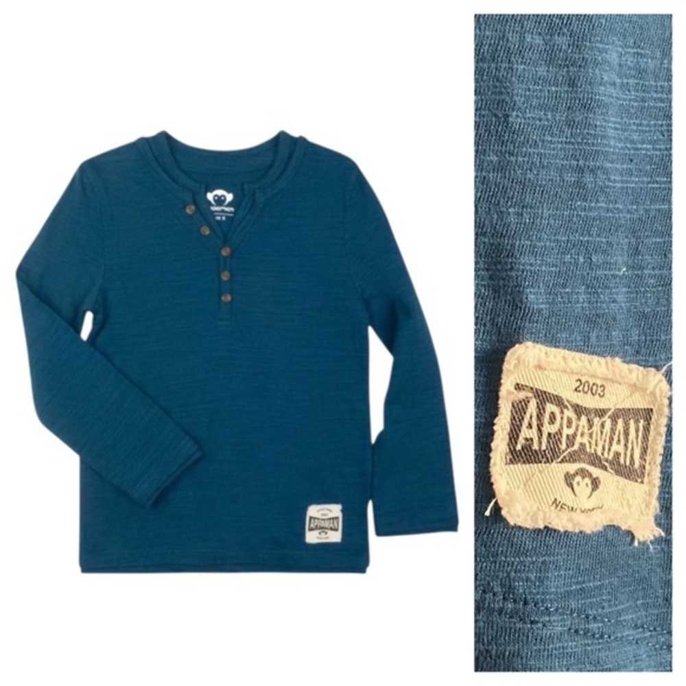 Appaman Teal Blue Jewel Camden Long Sleeve Shirt 10